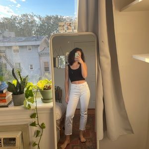 Top Shop cream straight crop jeans